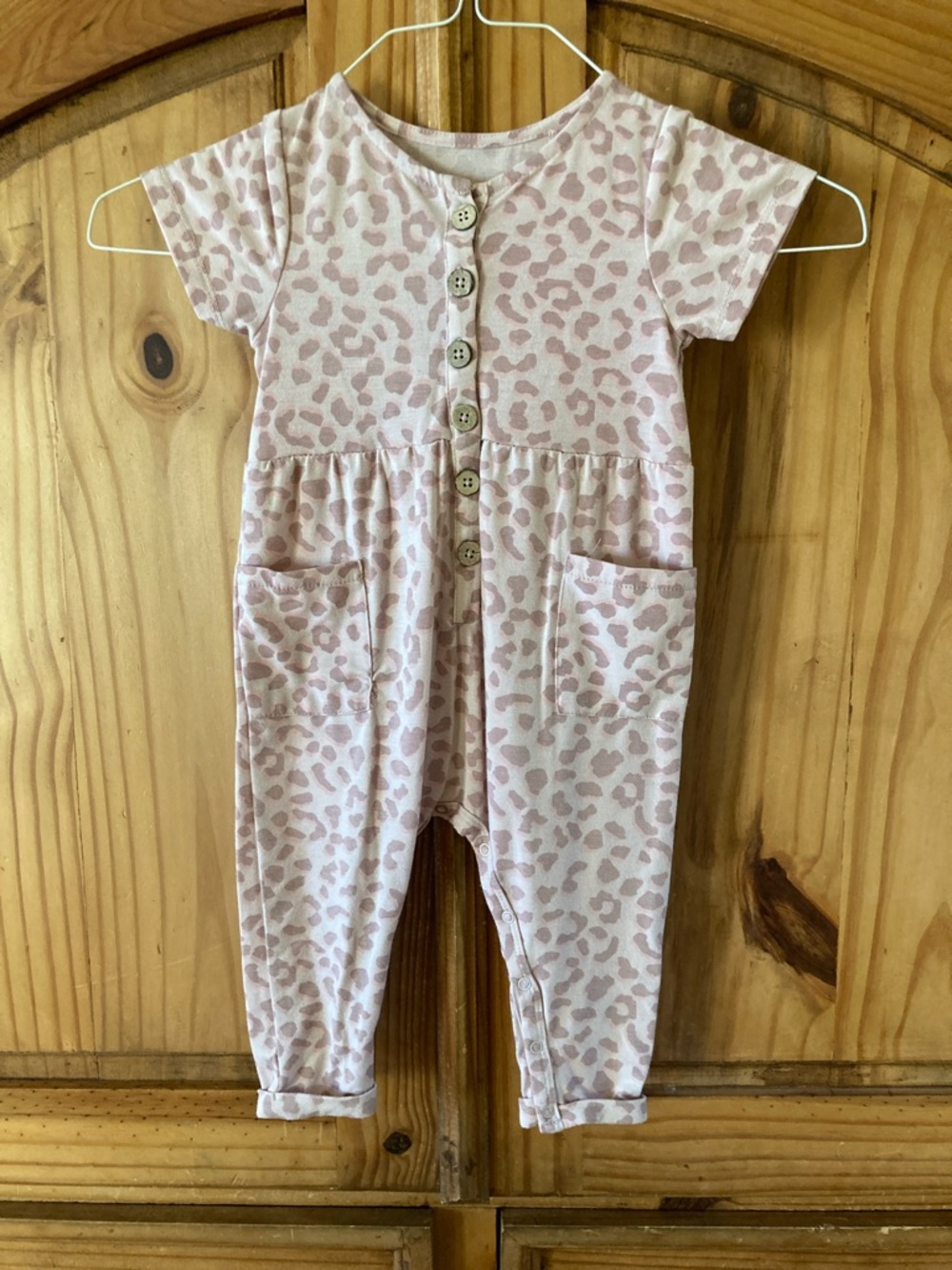 Jessica Simpson pink cheetah short sleeve jumper romper size 18 months
